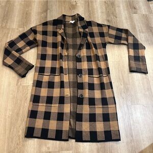 Checkered Long Cardigan / Lightweight Jacket